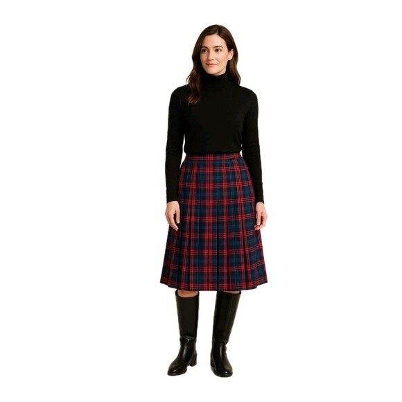 Pendleton Pleated Wool Size Current M/14P Vintage Authentic MacLennan Tartan Red - Picture 1 of 17